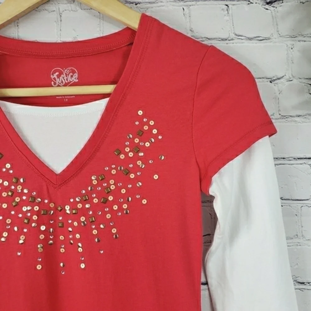 JUSTICE Long Sleeve Ruffled Top Size 12